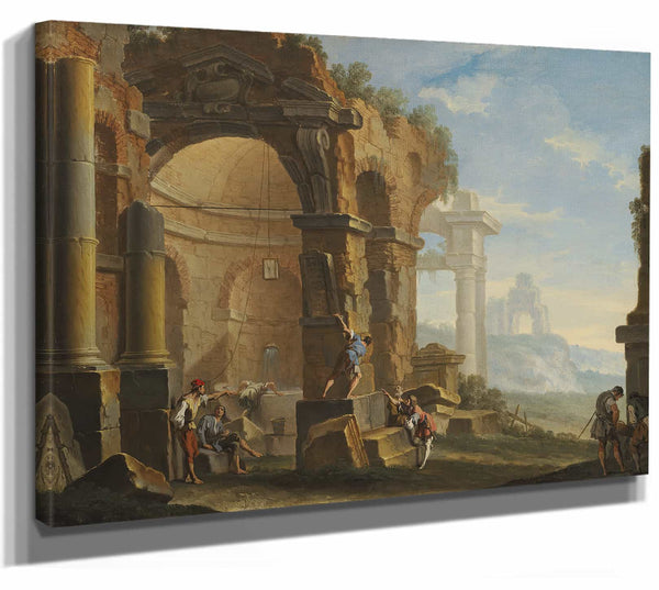 Sebastiano Ricci A Capriccio With Figures Conversing By Classical Ruins By Sebastiano Ricci