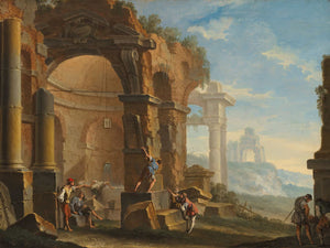 Sebastiano Ricci A Capriccio With Figures Conversing By Classical Ruins By Sebastiano Ricci