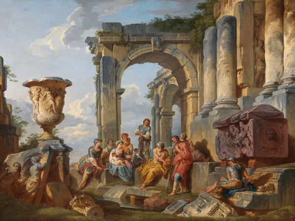 Giovanni Paolo Panini A Capriccio With Saint Peter Preaching To The Romans By Giovanni Paolo Panini