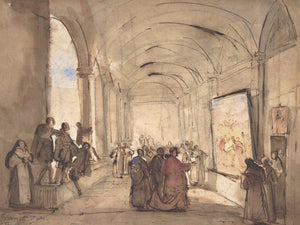 Francois Marius Granet A Cardinal Examining A Painting In A Cloister By Francois Marius Granet