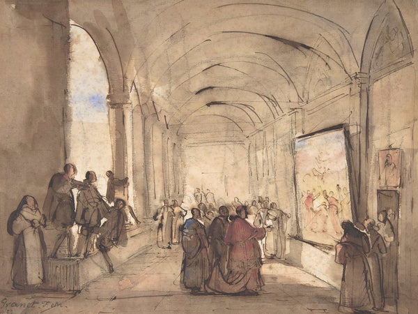 Francois Marius Granet A Cardinal Examining A Painting In A Cloister By Francois Marius Granet