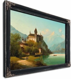 A Castle On A Mountain Lake By Johann Wilhelm Jankowsky