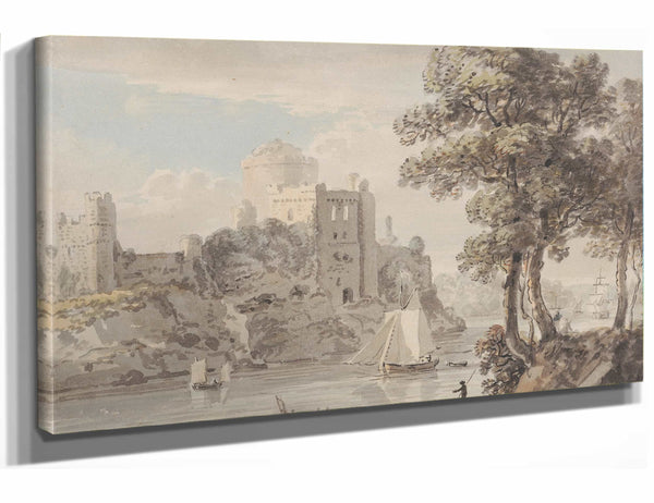 Paul Sandby A Castle On A River By Paul Sandby