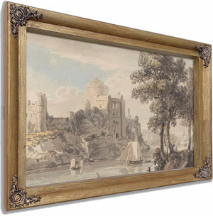 A Castle On A River By Paul Sandby