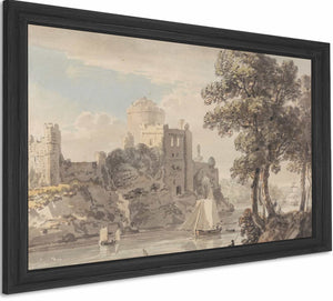 A Castle On A River By Paul Sandby