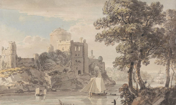 Paul Sandby A Castle On A River By Paul Sandby