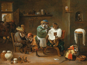 Abraham Teniers A Cat In A Barber Shop Run By Monkeys By Abraham Teniers