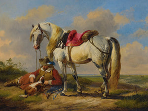 Eugene Joseph Verboeckhoven A Cavalier At Rest By Eugene Joseph Verboeckhoven