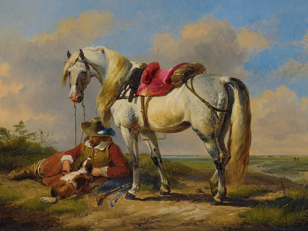 Eugene Joseph Verboeckhoven A Cavalier At Rest By Eugene Joseph Verboeckhoven