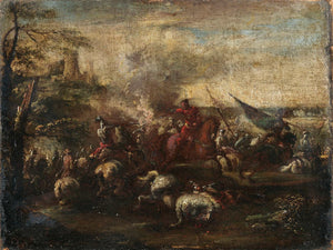 Francesco Graziani A Cavalry Battle Scene By Francesco Graziani