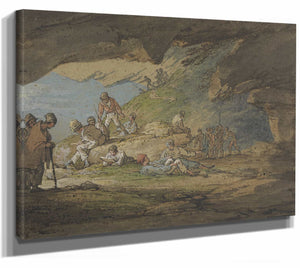 A Cave In Sunlight With Figures By William Payne