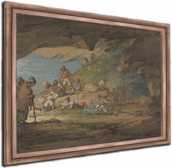 A Cave In Sunlight With Figures By William Payne