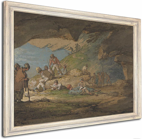 A Cave In Sunlight With Figures By William Payne