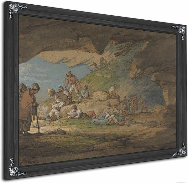 A Cave In Sunlight With Figures By William Payne