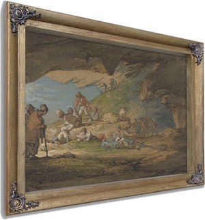 A Cave In Sunlight With Figures By William Payne