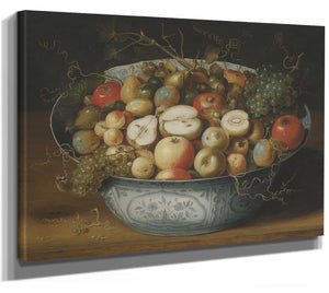 A Chinese Bowl With Apples Plumbs Grapes And Nuts By Osias Beert The Elder