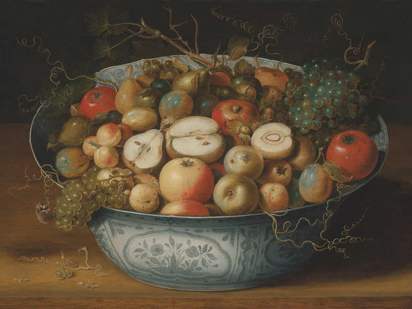 Osias Beert The Elder A Chinese Bowl With Apples Plumbs Grapes And Nuts By Osias Beert The Elder