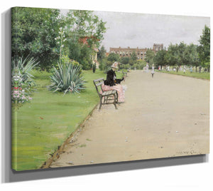 William Merritt Chase 14" x 11" / Stretched Canvas Wrap A City Park By William Merritt Chase