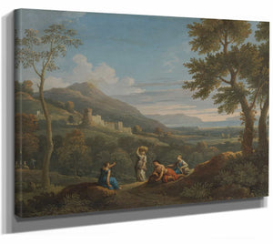 A Classical Landscape With Peasants In The Foreground By Jan Frans Van Bloemen