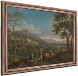 A Classical Landscape With Peasants In The Foreground By Jan Frans Van Bloemen