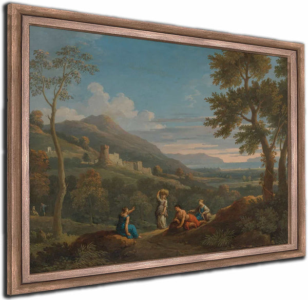 A Classical Landscape With Peasants In The Foreground By Jan Frans Van Bloemen