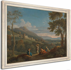 A Classical Landscape With Peasants In The Foreground By Jan Frans Van Bloemen