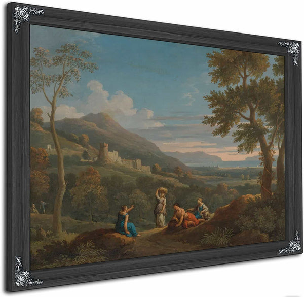 A Classical Landscape With Peasants In The Foreground By Jan Frans Van Bloemen