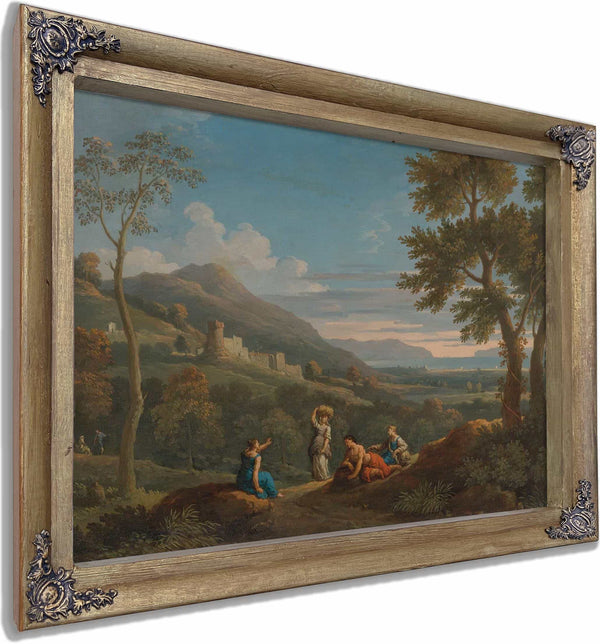 A Classical Landscape With Peasants In The Foreground By Jan Frans Van Bloemen