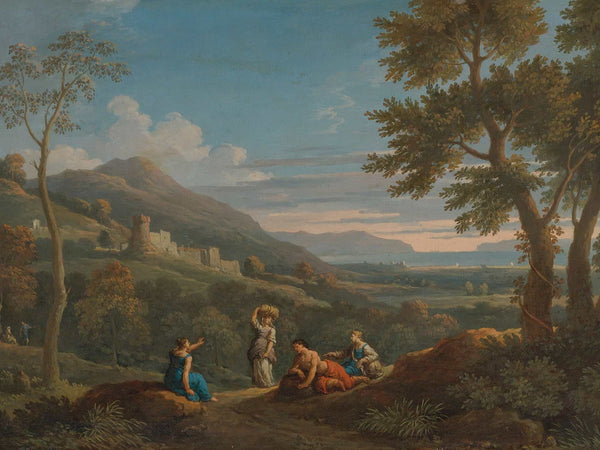 Jan Frans Van Bloemen A Classical Landscape With Peasants In The Foreground By Jan Frans Van Bloemen