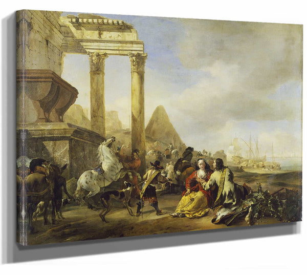 A Coast Scene With Classical Ruins By Jan Baptist Weenix