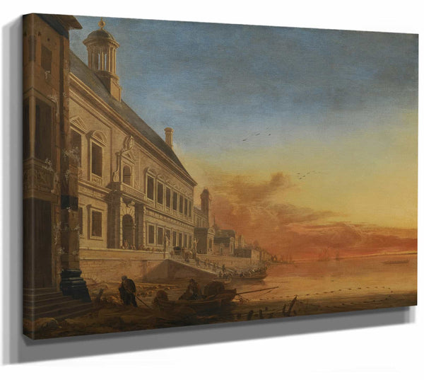 Gerard Houckgeest A Coastal Architectural Capriccio At Sunset By Gerard Houckgeest