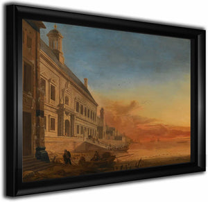 A Coastal Architectural Capriccio At Sunset By Gerard Houckgeest