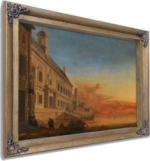 A Coastal Architectural Capriccio At Sunset By Gerard Houckgeest