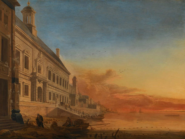 Gerard Houckgeest A Coastal Architectural Capriccio At Sunset By Gerard Houckgeest