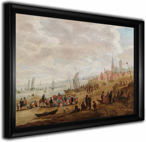 A Coastal Landscape With Numerous Figures By Cornelis Beelt