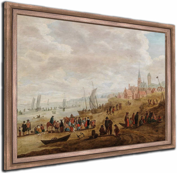 A Coastal Landscape With Numerous Figures By Cornelis Beelt