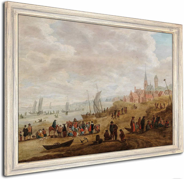 A Coastal Landscape With Numerous Figures By Cornelis Beelt