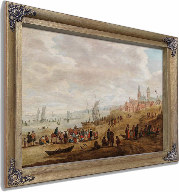 A Coastal Landscape With Numerous Figures By Cornelis Beelt