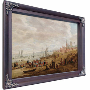 A Coastal Landscape With Numerous Figures By Cornelis Beelt