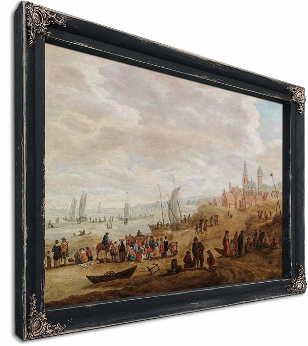 A Coastal Landscape With Numerous Figures By Cornelis Beelt