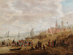 Cornelis Beelt A Coastal Landscape With Numerous Figures By Cornelis Beelt