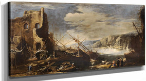 Salvator Rosa A Coastal Landscape With Shipwrecks And Ruins By Salvator Rosa