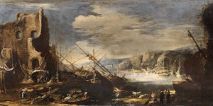 Salvator Rosa A Coastal Landscape With Shipwrecks And Ruins By Salvator Rosa