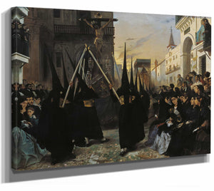 A Confraternity In Procession Along Calle Genova By Alfred Dehodencq