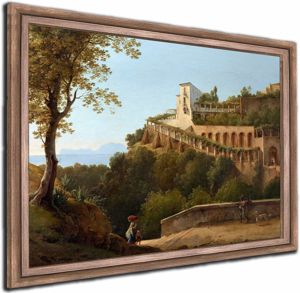 A Convent Near Naples With A View Of Capri By Pierre Athanase Chauvin