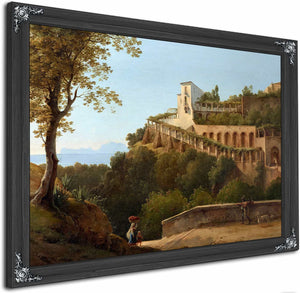 A Convent Near Naples With A View Of Capri By Pierre Athanase Chauvin