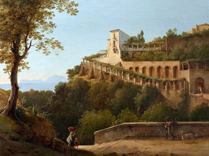 Pierre Athanase Chauvin A Convent Near Naples With A View Of Capri By Pierre Athanase Chauvin