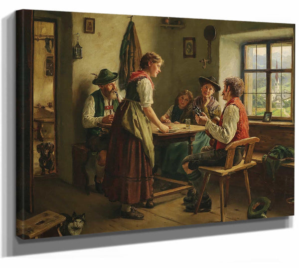 Emil Rau 14" x 11" / Stretched Canvas Wrap A Conversation At Home By Emil Rau