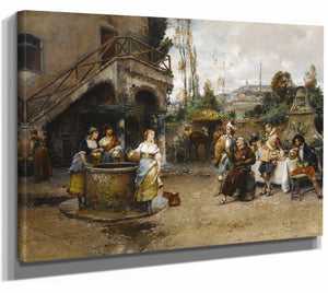 Cesare Auguste Detti A Conversation At The Well By Cesare Auguste Detti