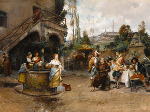 Cesare Auguste Detti A Conversation At The Well By Cesare Auguste Detti